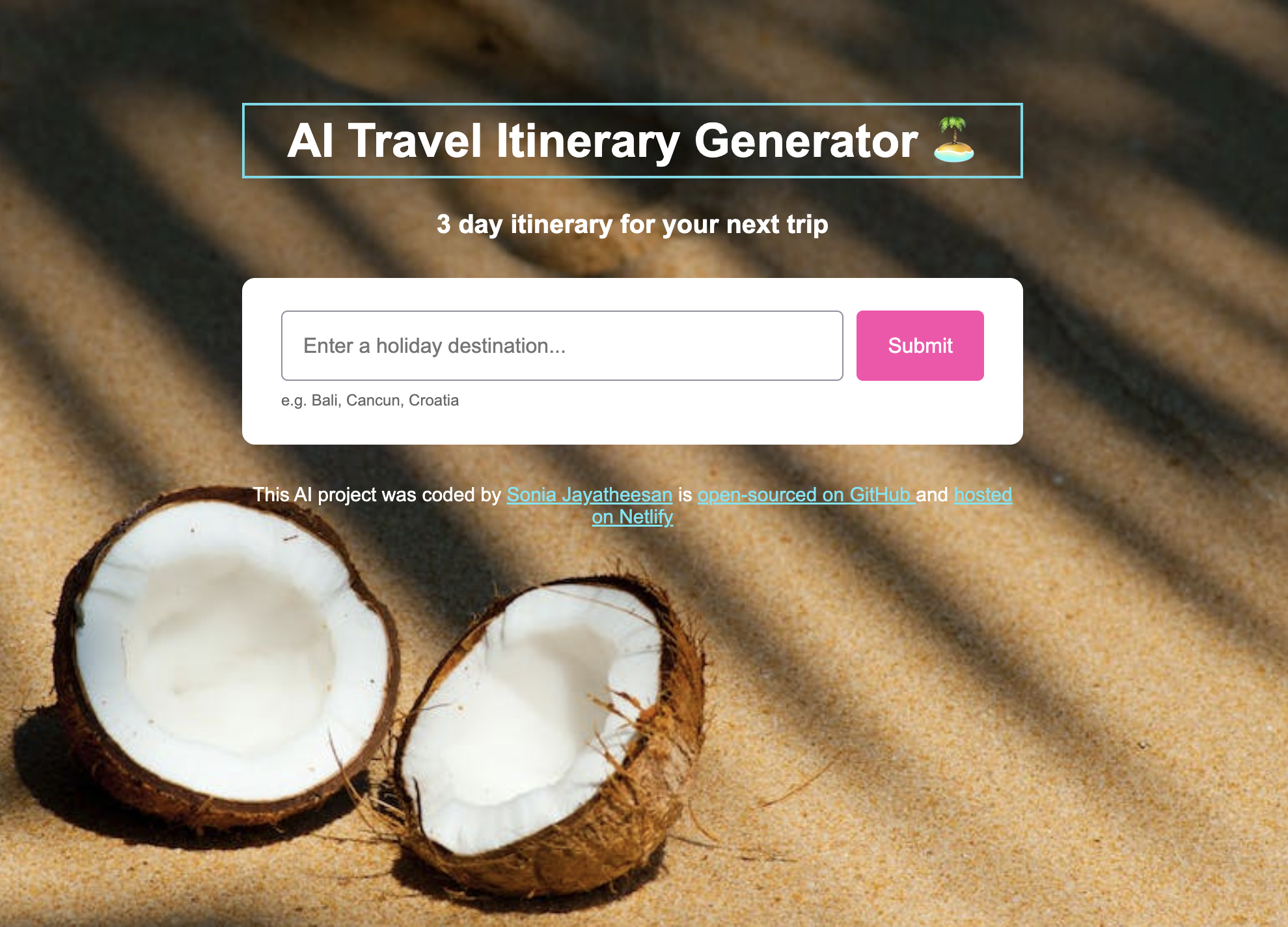 AI travel project preview